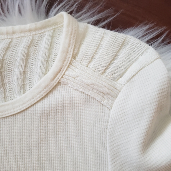Aventura Soft Cotton Thermal Waffle Cream Top - M - Picture 5 of 8